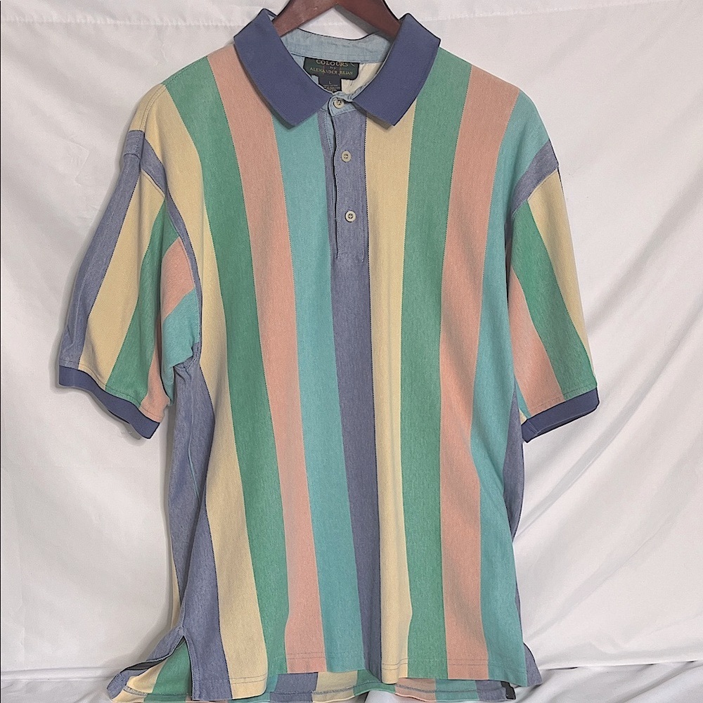 Alexander Julian Multicolor Striped Polo Shirt